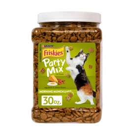 Purina Friskies Party Mix Morning Munch Crunch Egg, Bacon and Cheese Flavors Cat Treats - 30 oz Canister