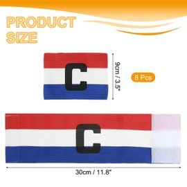 sourcing map Soccer Captain Armband, Captain Arm Bands for Soccer Elastic Captain C Arm Band Sports Captain Armbands for Football Team Training Youth & Adult Blue/White/Red, Pack of 8