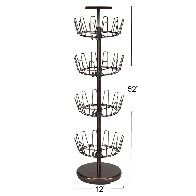 Household Essentials 2139-1 Metal Four-Tier Adjustable Revolving Shoe Rack |