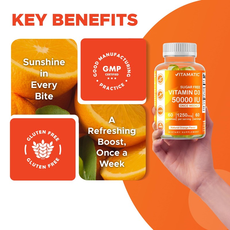 Vitamatic Sugar Free Vitamin D3 50,000 IU Weekly Supplement –