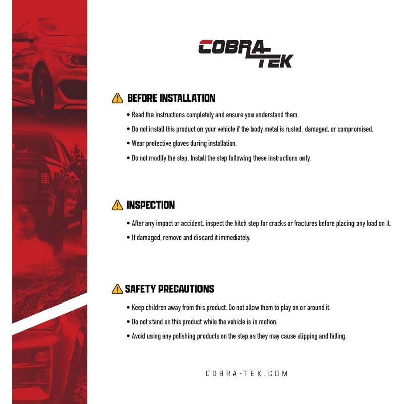 ‎Cobra-Tek 28" Hitch Step W/Led Brake Light w/ Hitch Pin