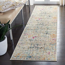 SAFAVIEH Madison Collection Runner Rug - 2'2" x 14', Grey & Gold, Boho Abstract Distressed Design, Non-Shedding & Easy Care, Ideal for High Traffic Areas in Living Room, Bedroom (MAD425F)