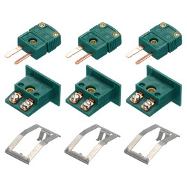 QUARKZMAN R/S Type Thermocouple Wire Connector Plug with Panel Mount Mini Female High Temperature 220°C (428°F) for Thermocouple Sensor Dark Green Set of 2