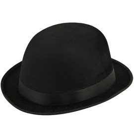 Charlie Chaplin Unisex Black Velour Bowler Hat Fancy Dress Accessory