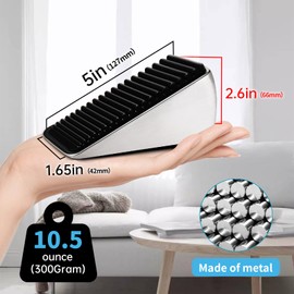 Strongest Heavy Duty Door Stoppers - Tall Door Stop Wedge Large Door Stoppers for Bottom of Door, Tall up to 2.6 In Doorstop Zinc Alloy and Silicone Made Suits Any Heavy Door Any Smooth Floor(2silver)