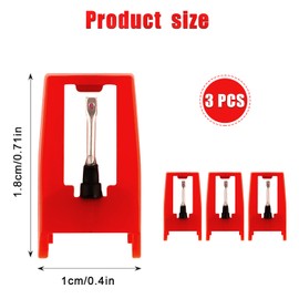 3pcs Record Player Needle, Turntable Replacement Needle Long-Lasting Record Player Needle Replacement Diamond Stylus Replacement for Vinyl Record Player LP Phonograph,Victrola, ION, Crosley (Red)