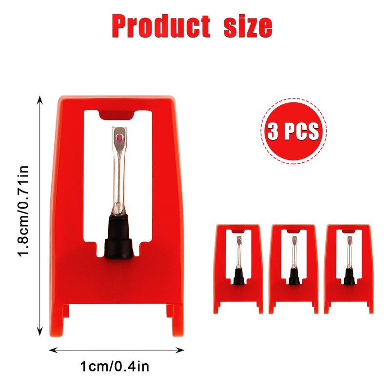 3pcs Record Player Needle, Turntable Replacement Needle Long-Lasting Record Player