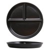 AIYoo 8 inch Black Ceramic Divided Dinner Plates for Adults,2