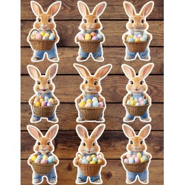 Unbranded Easter Bunny Holding Basket Vinyl Stickers Set Scrapbooking Laptop Waterbottle
