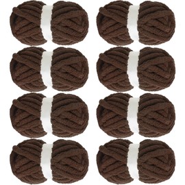 MABOZOO Chunky Yarn for Crocheting 8 Pack,Dark Coffee Fluffy Jumbo Chenille Yarn,Soft Plush Yarn Bulky,Giant Thick Fuzzy Yarn for Hand Knitting or Arm Knitting (27 yds,8 oz Each Skein)