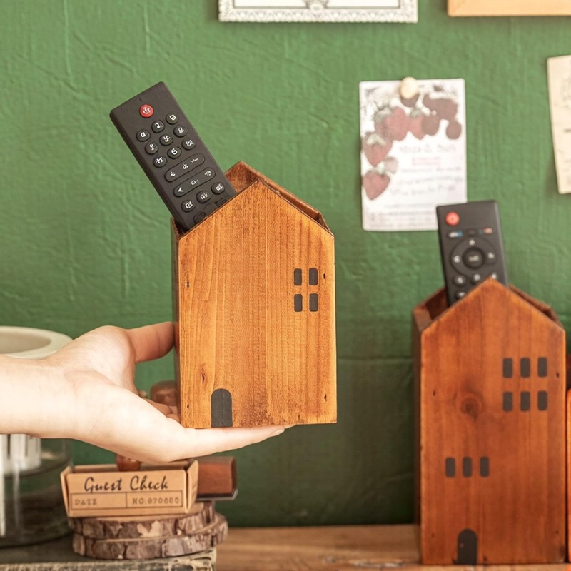 DAWASAPAT Wooden House Remote Control Holder/Remote Caddy & Desktop Organizer