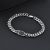 Oliver Navy Stainless Steel 8mm Cuban Link Chain With Black