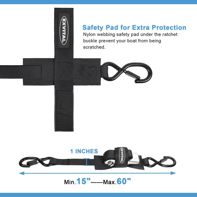 EXVITAL Boat tie Down Straps to Trailer 1"×4' transom Straps