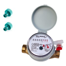 Single-Jet Cold Water Meter 1/2" BSP (15mm) with Push-on Hose Fittings