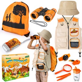 YOPINSAND Forscherset für Kinder, Exploration Spielzeug mit Weste, Hut, Rucksack und Kindern Fernglas, Kindern Campingausrüstung, tolles Outdoor Camping Spielzeug für Jungen und Mädchen