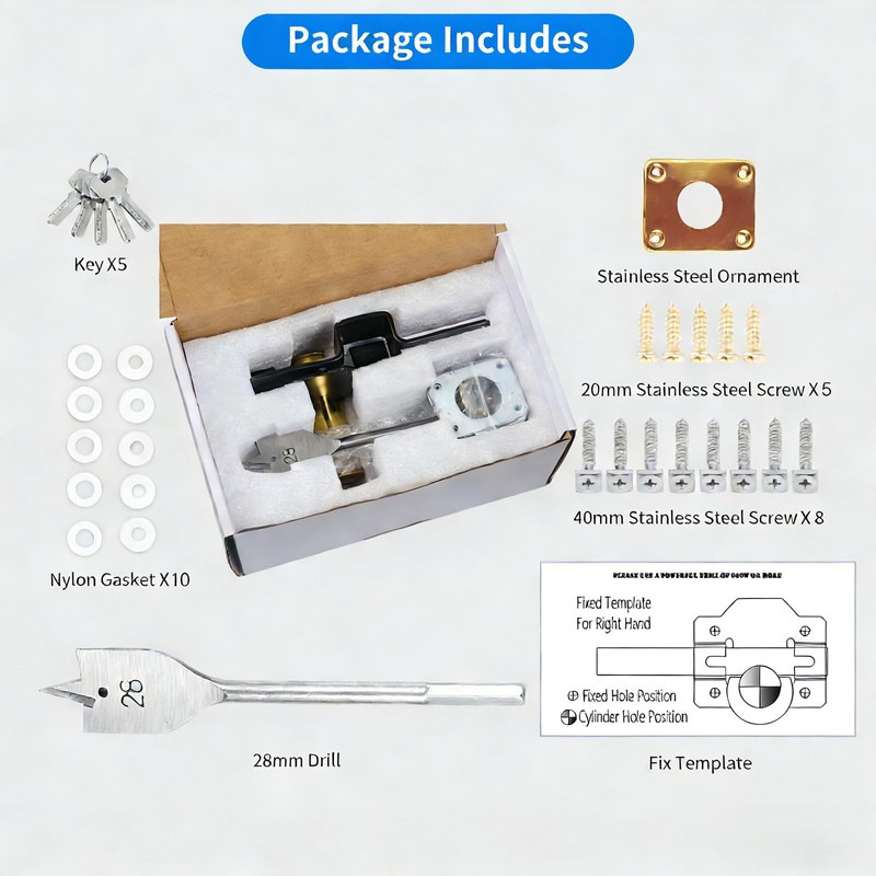 Mortrise Lock, Long Throw Gate Lock for Wooden Gate, Double