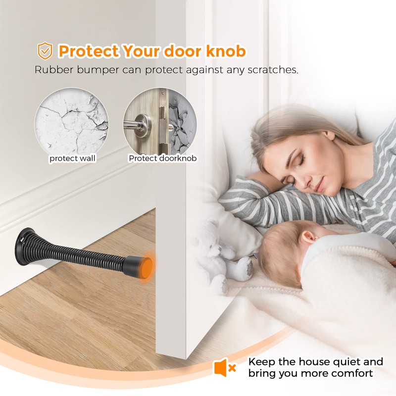 Ravinte Door Stoppers, 12 Pack Black Spring Door Stops with