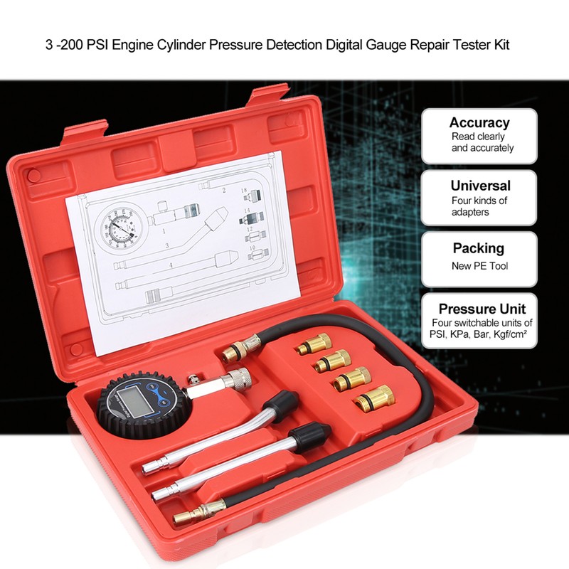 3 ‑300 PSI Engine Cylinder Pressure Detection Digital Gauge Repair