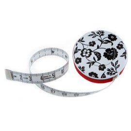 hoechstmass Balzer 80244D Tape Measure Rollfix Decor with Black Flowers – 150 cm/60 Inches