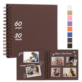 RECUTMS 8 x 8 Inch Small DIY Scrapbook Photo Album, 60 Pages Hardcover Craft Paper Photo Album for Memory Book, Anniversary, Valentines Day Gifts (Coffee)
