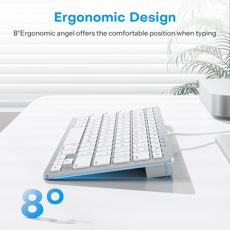 OMOTON Wired Keyboard for Mac Devices ONLY with Dual Interface,