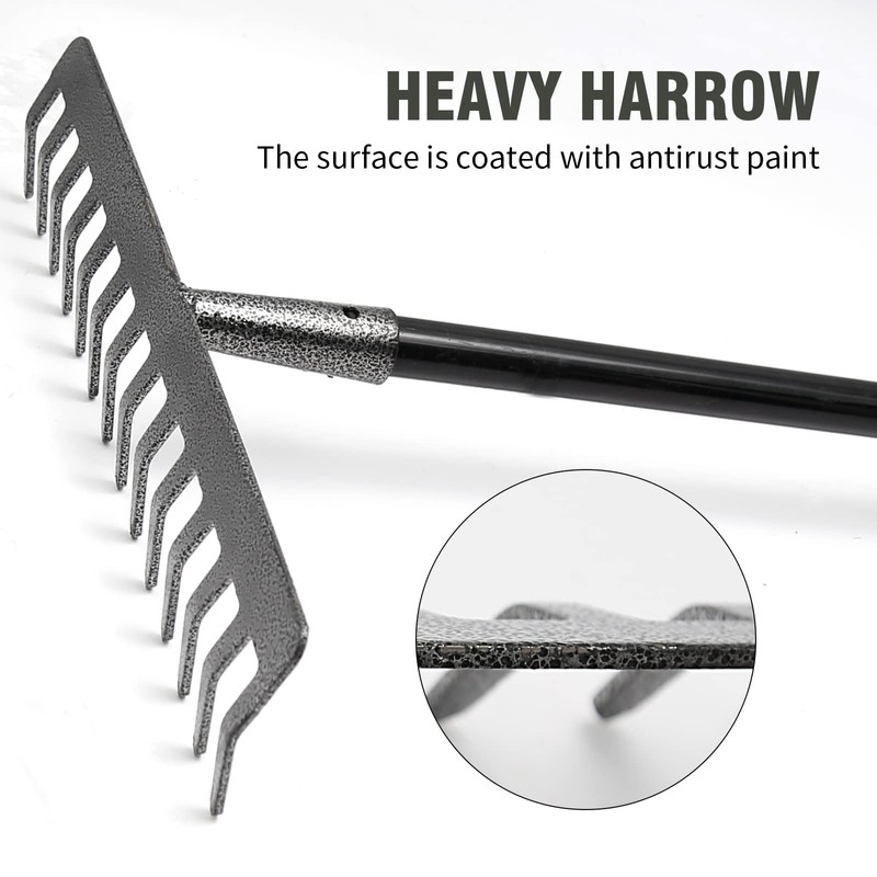 14-Tine Rakes for Lawns Heavy Duty Metal Replacement Rake Head