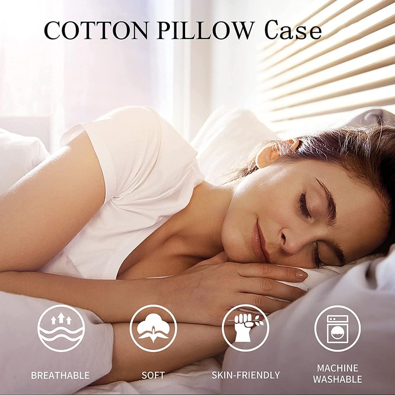 100% Cotton Navy Blue Pillowcases, 2 Pack Plain Pillow Cases,