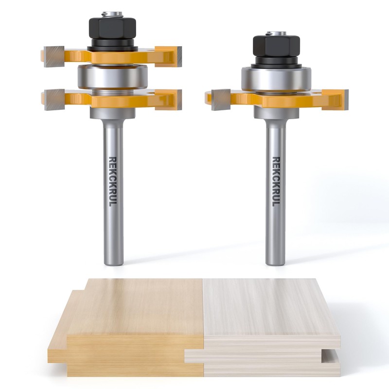 REKCKRUL 2 PCS Professional Tongue and Groove Router Bit Set,