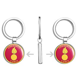 HJ Media Round US Army Ordnance Corps Seal (u.s. Logo EOD) Metal Round Metal Key Chain Keychain Ring