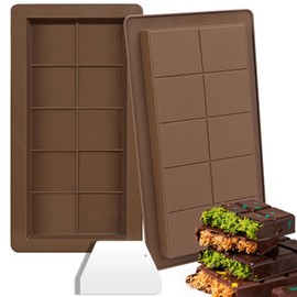 Advantez 2 PCS Chocolate Bar Mold Deep Dubai with Scraper, Thick Large Silicone Chocolate Break Apart Candy Bar Molds for Stuffed, Knafeh Pistachio Chocolate Bar Mold Wax Melts for Filling