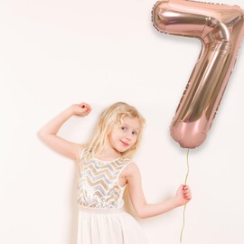 WEIKA 40 Inch Rose Rose Gold Large Numbers Balloons0-9,Number 7 Digit Helium Balloons,Foil Mylar Big Number Balloons for Birthday Party Supplies Decorations