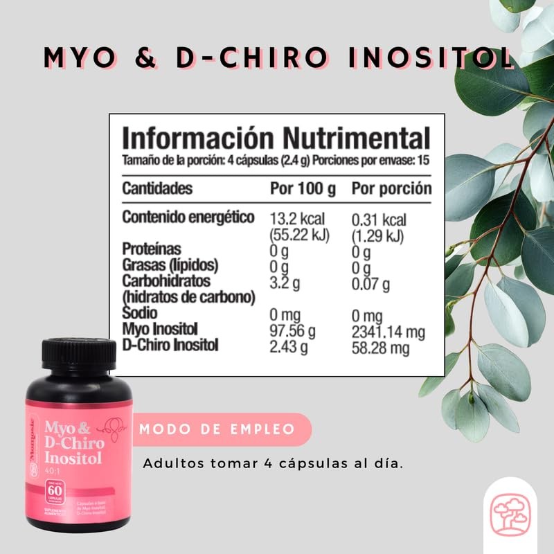 Momosie Inositol Capsulas Myo Chiro 180 Cápsulas 2400 Porcion Ingredientes