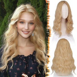 BARSDAR Medium Long Blonde Wig, 46 cm Wavy Blonde Wig for Women, Heat Resistant Curly Synthetic Hair, Shoulder Length, Wavy Wig - Strawberry Blonde