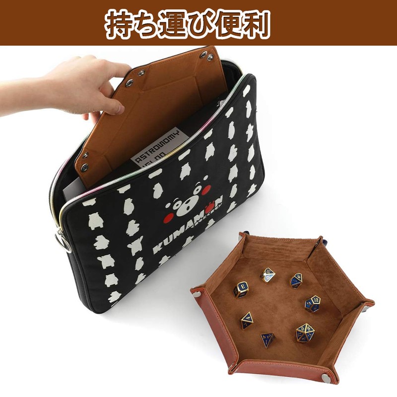 Dice Tray Hexagon Dice Tray Velvet Fabric PU Leather Folding