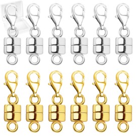 MKCYD MKCYD Magnetic Necklace Clasp with Lobster Clasp,14K Gold and Silver Magnetic Jewelry Clasps for Necklace Extender Bracelet Closures