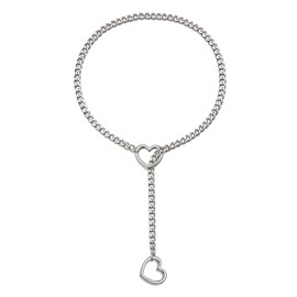 Heart O-Ring Slip Chain Necklace for Women Punk Rock Chunky Necklace 90s Outfits Adjustable Lariat Heart Necklace