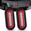 Nilight 2PCS 6Inch Oval LED Trailer Tail Lights Red White
