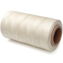 Flat Waxed Thread for Leather Sewing, String Polyester Cord for Leather Craft Stitching Bookbinding Cafts (0.8mm 150D, Creamy White)