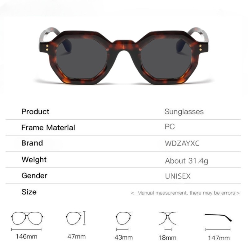 WDZAYXC Retro Chunky Hexagon Sunglasses for Men and Women Trendy