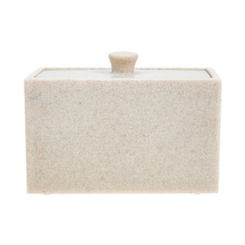 Zerodeko Q- Tip Holder Cotton Round Holder Resin Cotton Swab Storage Box with Lids 2 Compartments Cotton Pad Container Makeup Cotton Swab Canister Vanity Organizer (Beige) Tampon Flask