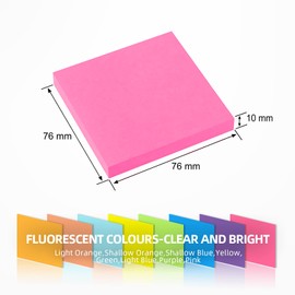 (8 Pads) Sticky Notes, Qhou 8 Colors Self Sticky Notes Pad, Bright Post Stickies Colorful Super Sticky Notes for Office, Home, School, Meeting,3x3 Inches,100 Sheets/pad