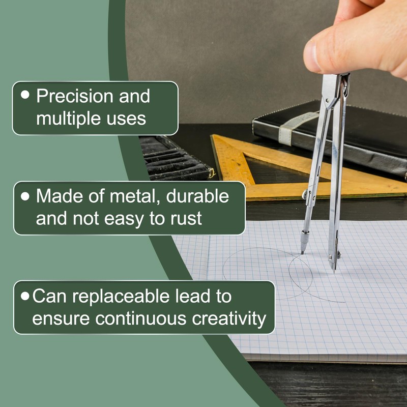 PATIKIL Compass for Geometry, Metal Compass with Pencil Geometry Math