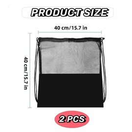Drawstring Mesh Sports Ball Bag - 2Pcs Basketball Carrying Net for Football, Athletic Gear, Sport Game Ball Storage - Heavy Duty Backpack