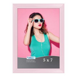 Icona Bay 5x7 Picture Frame, Pastel Pink Colored Solid Wood Scandinavian Style Frame for Photo, Pizzazz Collection