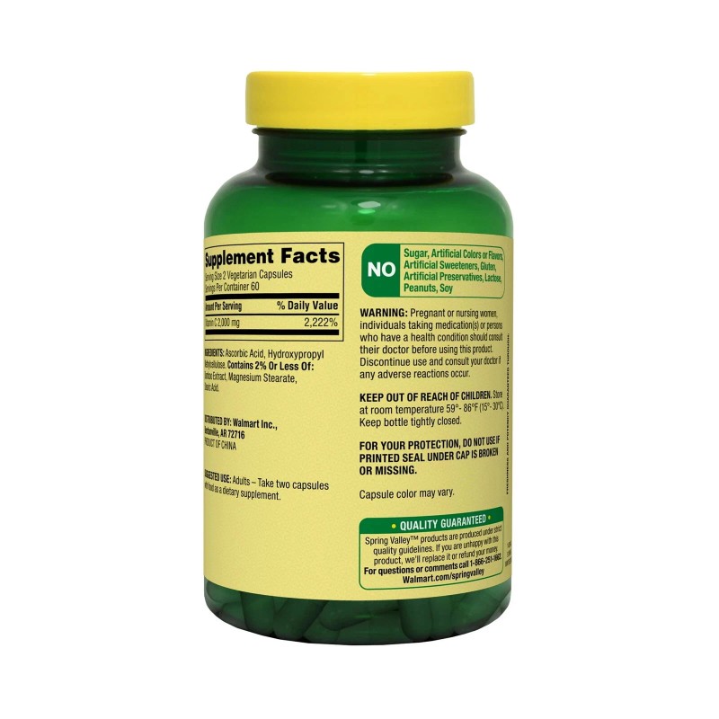 Spring Valley Ultra Strength Vitamin C Vegetarian Capsules, 2000 mg,