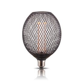 Harwez Decorative LED Light Bulb, Black Metal Mesh Cover, E26 Medium Base, LED Lights for Bedroom Floor Lamp, Ceiling Light Fixture & Table Lamp, 3.5W Dimmable, 2200K Very Warm White Glow Bulbs