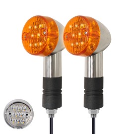 VRWEARE Universal 2pcs LED Motorcycle Turn Signals Chrome Bullet Front Rear Lights Blinker Indicator 12V Compatible with Honda Harley Kawasaki Suzuki Yamaha