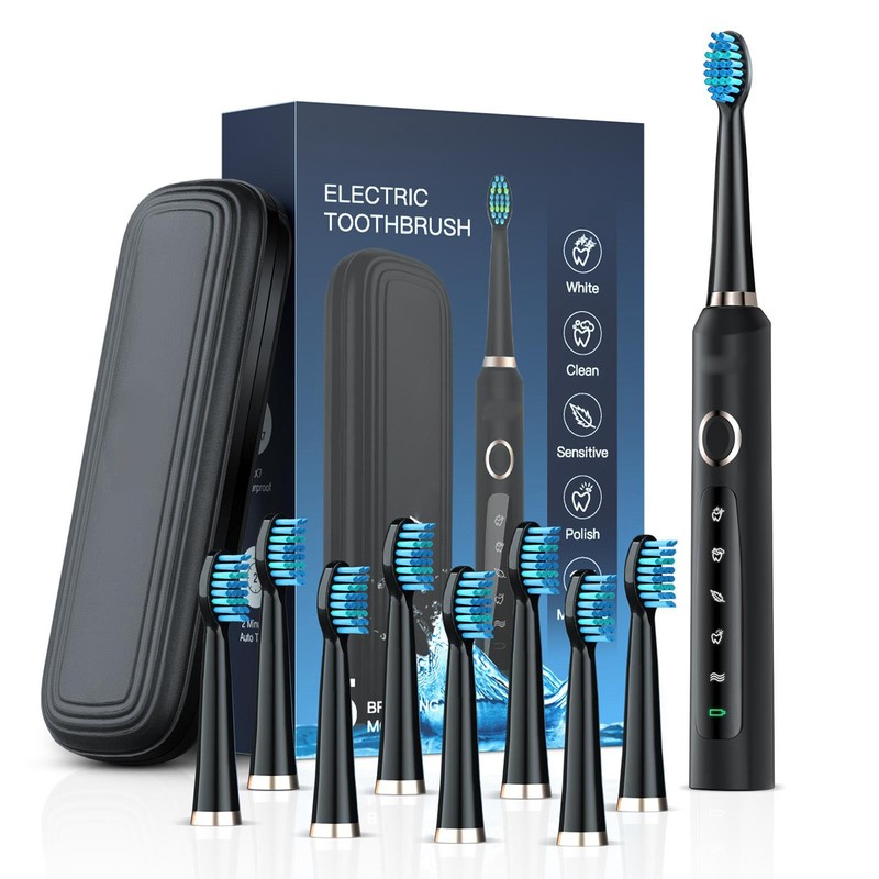Electric Toothbrush Sonic Electric Toothbrush Adult Toothbrush with 8 Replacement