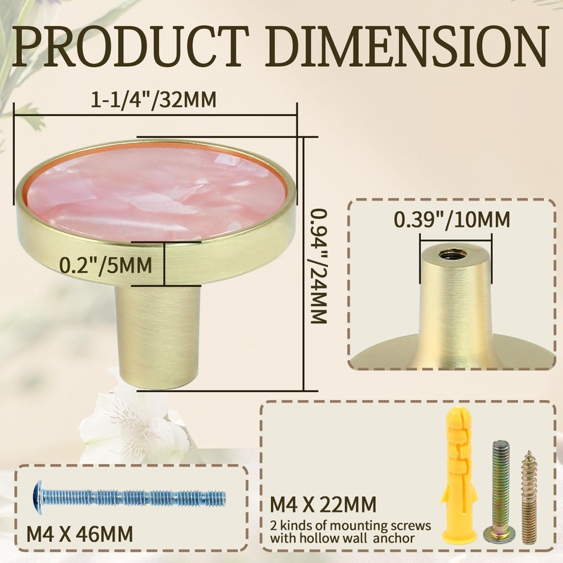 suiwotin 12 Pack Brass Cabinet Knobs, Round Knobs Decorative Dresser