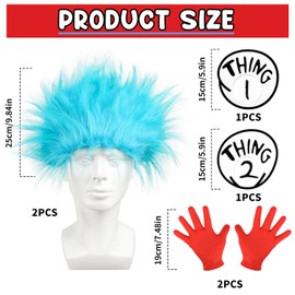 iZoeL Blue Wig & Red Gloves Costume Thing Character 1 2 World Book Day Costumes Boys Girls 2025 Book Wbd Fancy Dress Ideas Playful Duo Costume Kids Dress-Up Kids Adults